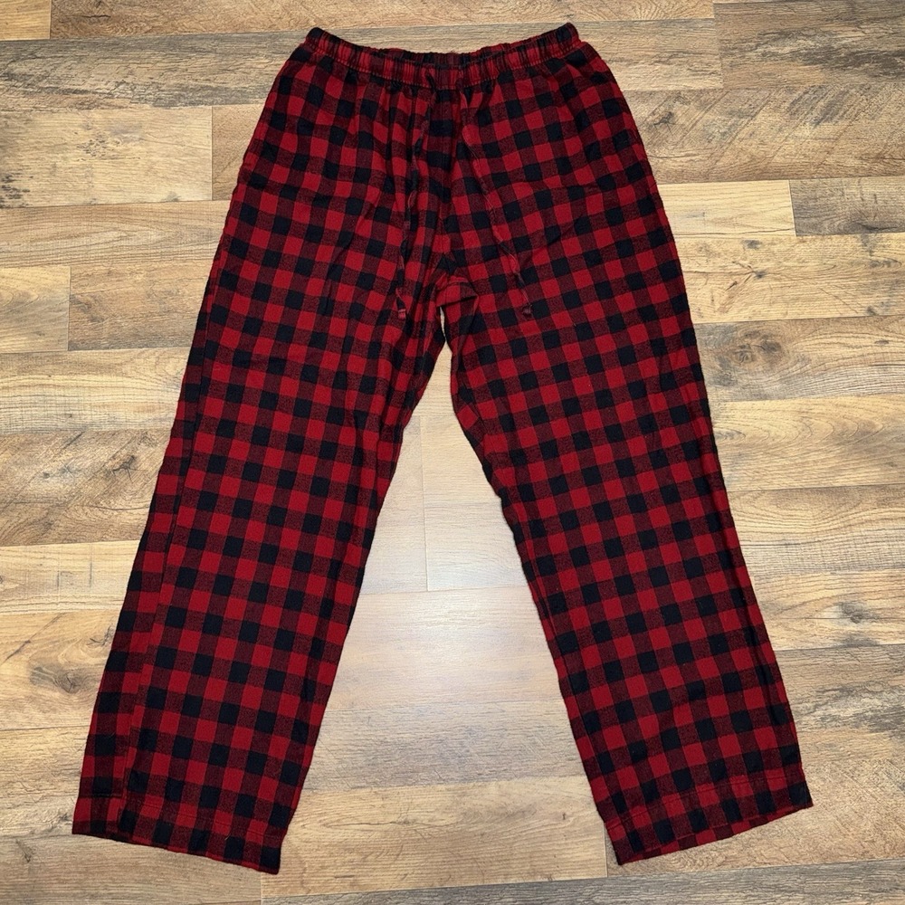 L.L. Bean Men's Buffalo Plaid Red Black Cotton Loungewear Pajama Pants Medium